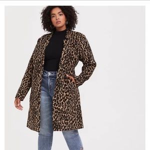 Torrid Leopard Print Woolen Car Coat Size 3